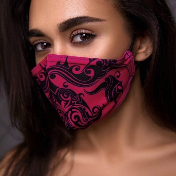 Hot Pink Print Cotton Protective Masks with filter insert and 1 pc PM2.5 filter - Picture 3 of 7